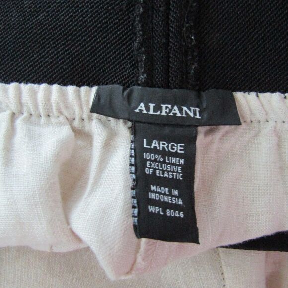 Alfani Women's Pants Large Beige Linen Pull On Wide Leg Coastal Beach Lagenlook - Picture 8 of 8